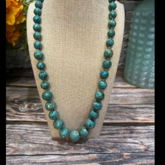 AIL Aluma Sterling Silver Blue Mosaic Turquoise Necklace ITM755 - Picture 1 of 8